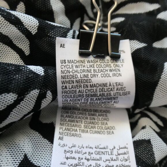 NEW INC Turtleneck Sweater Womens XL Black White Floral Sheer Mesh Stretch Boho - Picture 11 of 12